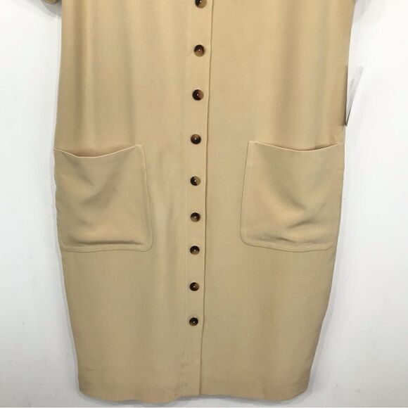 Jones New York Creamy Tan 100% Silk Minimalist Neutral Shift Dress NEW - Picture 3 of 14